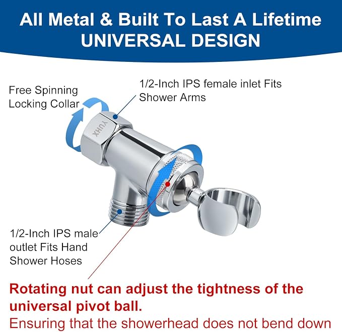 Shower Head with Handheld - Long Hose and All Metal Holder, High Pressure | All Metal Holder and Long Hose, Multi Mode Adjustment High Pressure Showerhead Sprayer