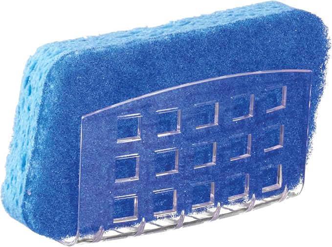 iDesign Kitchen Sink Suction Holder, Clear, Large | For Sponges, For Scrubbers, For Soap