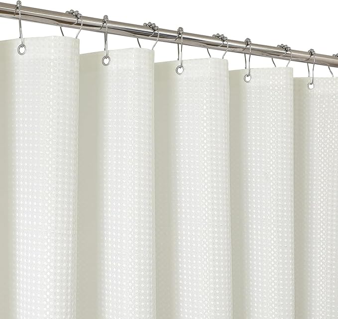 2-in-1 Waterproof Fabric Shower Curtain - No Separate Liner Needed, Hotel-Style Waffle Weave, Effortless Cleaning & Washable Bathroom Shower Curtain Set,72Wx78H,Cream