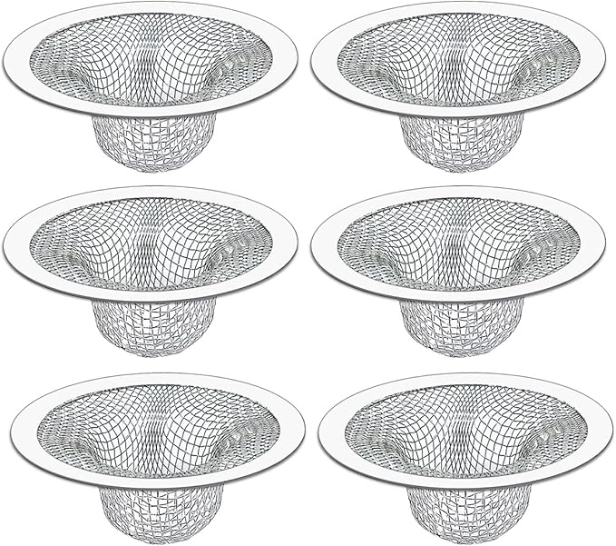 Seatery 2.75" Top / 1.0" Basket Bathtub Drain Strainers, Bathroom Sink Strainers, Shower Drain Hair Catcher, Drain Strainer for Laundry, Mop Pool, Utility, Slop, RV Sink, Stainless Steel, Pack-6
