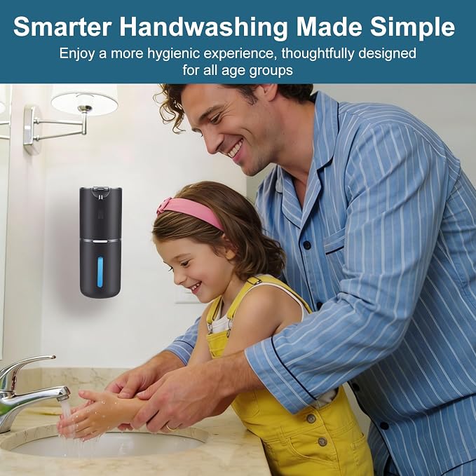 Automatic Soap Dispenser, Hand Soap Dispenser 12.8oz/380ml Smart Rechargeable, Liquid Touchless Soap Dispensers with 6-Level, Wall Mounted or Countertop Dish Soap Dispensing for Bathroom & Kitchen