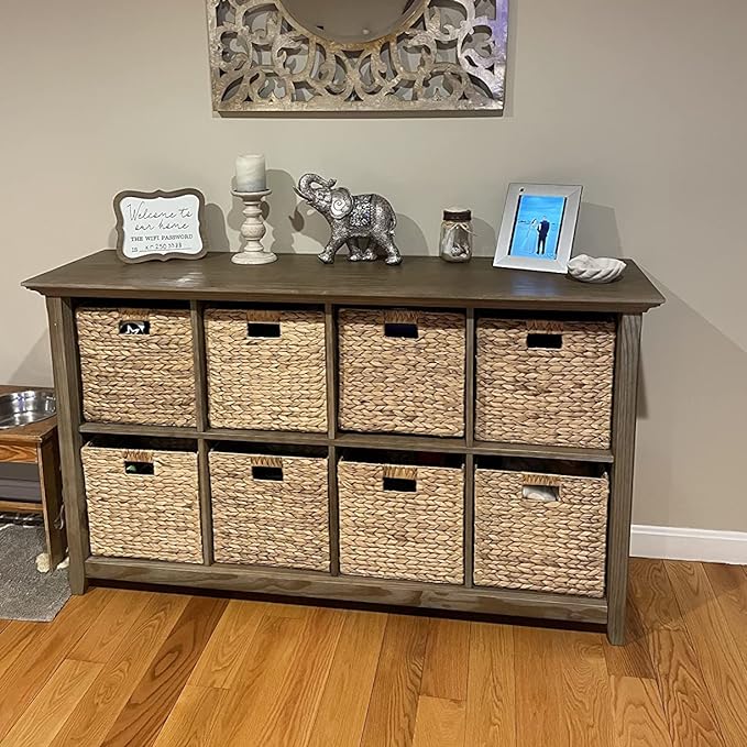 M4DECOR 10.5 x 10.5in Wicker Storage Baskets for Shelves, Water Hyacinth Storage Baskets, Woven Baskets for Storage, Wicker Storage Basket for Bedroom, Living Room (6 Packs 10.5x10.5in)