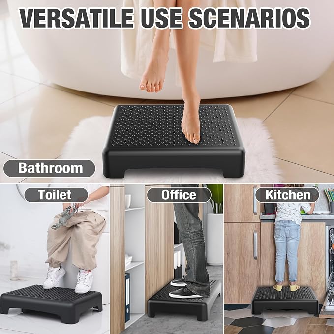 HBTower Mobility Step Stool for Adults & Seniors,Non-Slip Platform | Portable Riser, Safety Step for Car, Bedside, Office, Shower,Stairs,Black