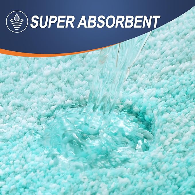 OLANLY Luxury Toilet Rugs U-Shaped 24x20, Soft Absorbent Microfiber Mat | Teal, Non-Slip Quick-Drying Rubber Backing, Machine Washable Plush Contour Bath Mat for Toilet Base, Home Decor Accessories