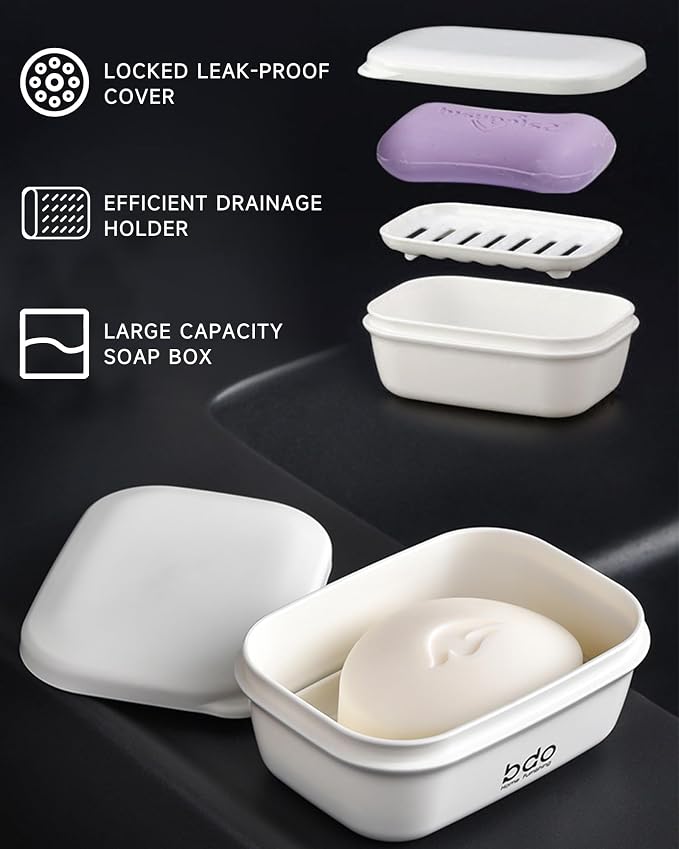 PEISAINOX Travel Soap Case, Leakproof Soap Container with Lid, Portable Bar Soap Holder for Traveling, Soap Dishe for Bathroom, Shower, Gym, School, Camping, Vacation, Outdoor (Green)