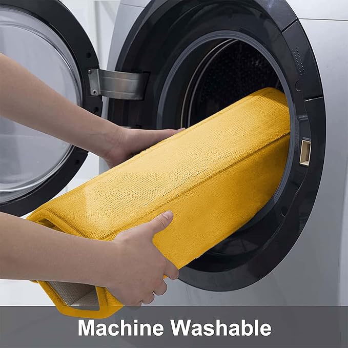 Buganda Memory Foam Bath Mat 24 x 16, Ultra Soft Absorbent Bathroom Rugs | Yellow, Machine Washable Quick Dry Bath Mats for Bathroom Floor, Shower and Tub, Home Decor Accessories