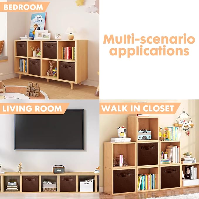 ShellKingdom Storage Bins, Foldable Fabric Storage Cubes And Cloth Storage | Storage Organizer For Closet And Toys, 10.5x10.5x11 INCH, 2 Pack (Chocolate)