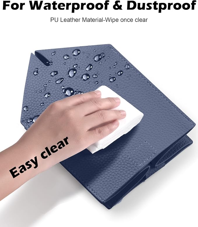 Tissue Box Cover for PU Leather, Modern Simple Solid Color Holder Square Tissue Bag, Ideal for Bathrooms,Office,Car,Outdoor Tent,Dining Table,5"X5"X5", Single Navy Blue