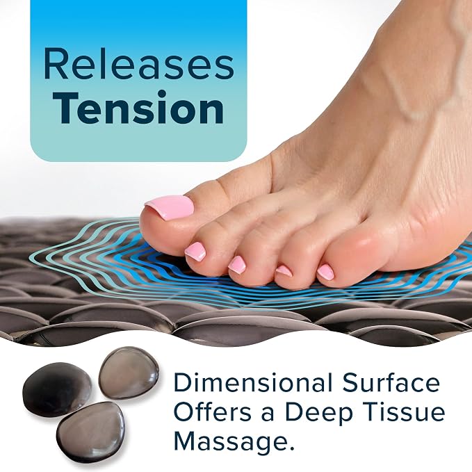 SlipX Solutions 38"x17" Pebble Non Slip Mat for Bath & Shower, Bronze | Foot Massaging Accupressure Bathtub Mat, River Rock Look, 188 Suction Cups, Machine Washable