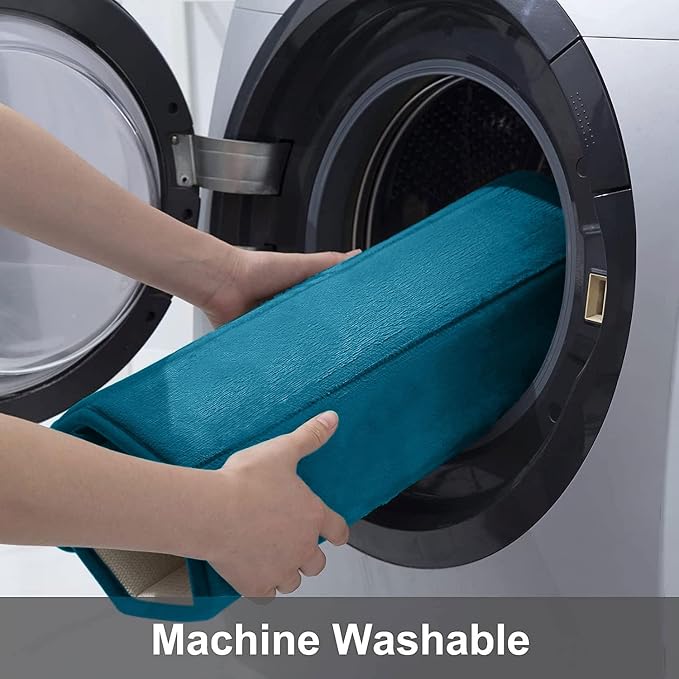 Buganda Memory Foam Bath Mat 30 x 20, Ultra Soft Absorbent Bathroom Rugs | Peacock Blue, Machine Washable Quick Dry Bath Mats for Bathroom Floor, Shower and Tub, Home Decor Accessories