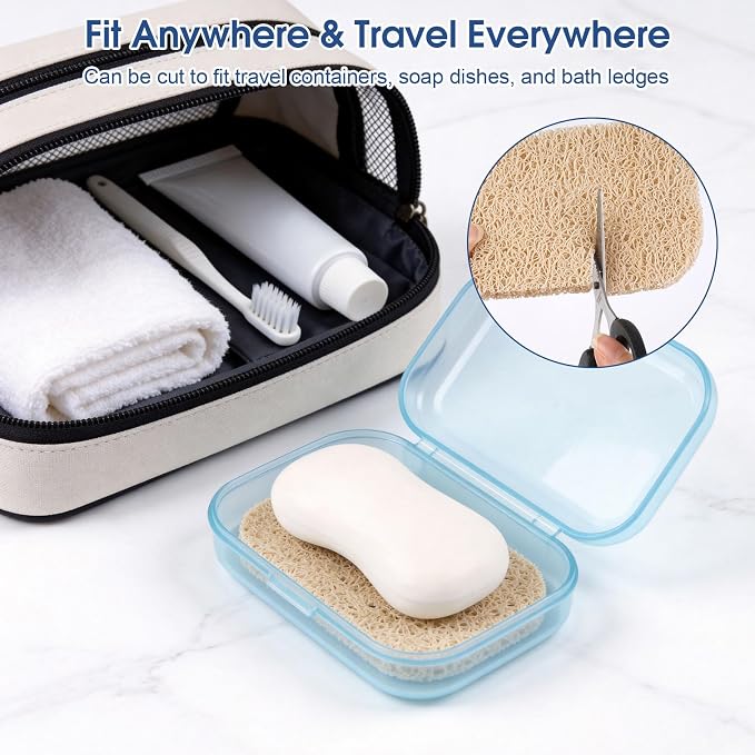 8 Pack Soap Holder, Beige Bar Soap Saver Dish for Shower, 4.5" x 3" | High-Efficiency Drainage & Non-Slip, Lift Pads Sponge Tray for Kitchen Sink, Bathroom, Travel, Hotel Cleaning Supplies