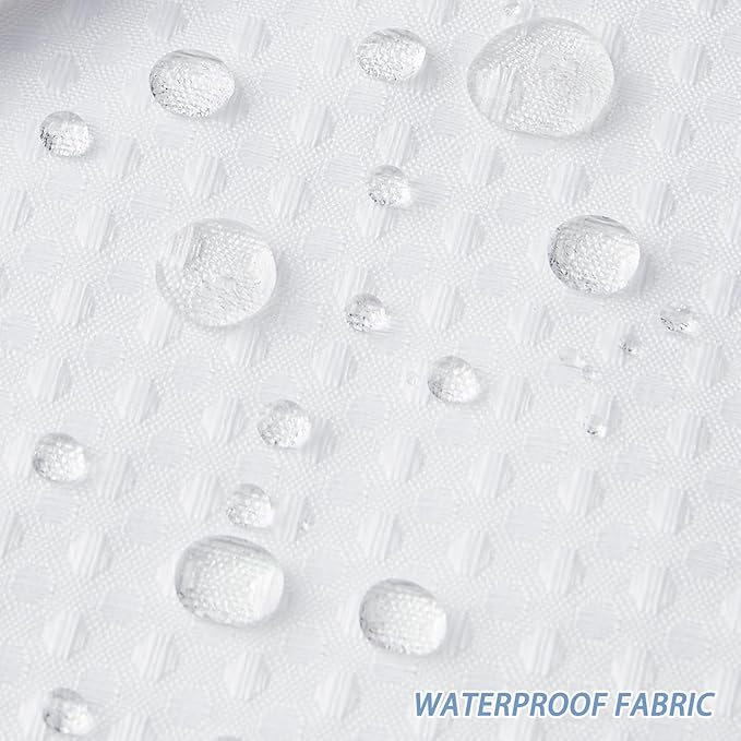 Furlinic 84 in Long Waffle Weave No Hook Shower Curtain with Waterproof Snap in Liner,White Thick Textured Bathroom Curtains with Top Window,Machine Washable & Hotel Quality,71x84 Inch