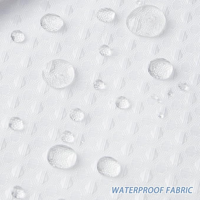 Furlinic No Hook Waffle Weave Shower Curtain with Snap in Waterproof Fabric Liner,Thick Textured Bathroom Curtains with Top Window,Machine Washable,White,71x78 Inch