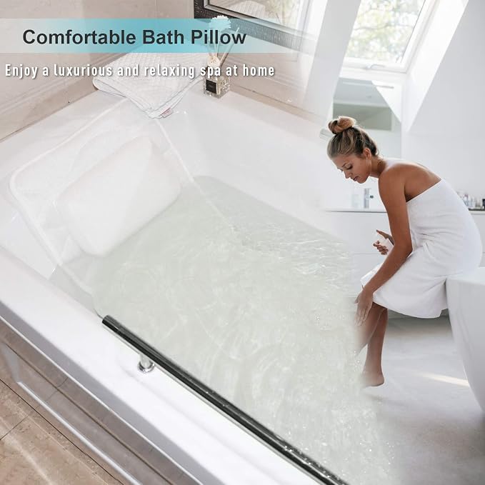 OMYSTYLE Full Body Bath Pillow, Bath Pillows for tub with Mesh Washing Bag & 21 Non-Slip Suction Cups, Spa Bathtub for Head Neck Shoulder and Back Support - 5D Air Mesh & Quick Drying