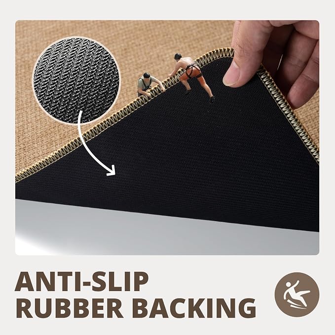 Bathroom Rugs Sets 2 Piece, Thin Bath Mat & U-Shaped Contour Toilet Rug Absorbent Quick Dry, Machine Washable, Non Slip Low Pile Bath Mats for Bathroom/Tub/Sink/Shower (27"x17" Plus 24"x20" U, Khaki)
