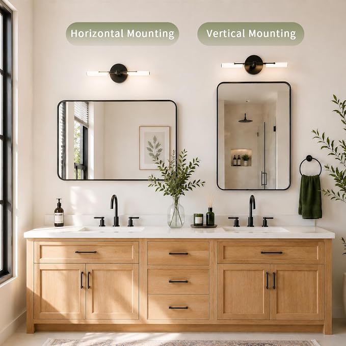 Koonmi Black Bathroom Mirror for Over Sink 22x30 inch | Wall Mirror for Bathroom Matte Rectangle Metal Deep Framed, Shatterproof Tempered Glass, Hang Vertically or Horizontally