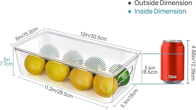 Vtopmart 8pcs Clear Stackable Storage Bins with Lids | BPA-free food-grade PET, Stackable with Lids Included, Easy to Move, For Fridge Freezer Pantry Cabinet Kitchen Organization