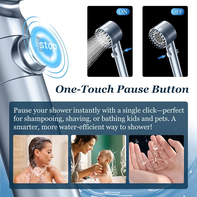 FEELSO Filtered Shower Head with Handheld, High Pressure Shower Filter Head | ON/OFF Switch, Anti-clog Nozzles, 4 Spray Showerhead with Filters for Hard Water, Remove Chlorine, Reduce Dry Itchy Skin