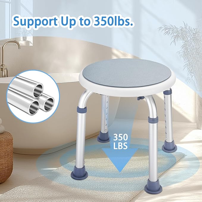 Adjustable Bath Seat, Bathroom Bathtub Shower Chair Stool for Elderly and Disabled, Seniors Tub Transfer Bench for Inside Shower (Grey, Basic Version)
