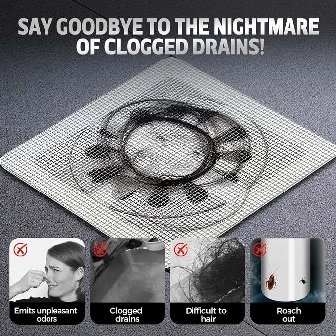 2026 New Disposable Shower Drain Hair Catcher - Square Screen Bathroom Floor Drain Protector (30pcs)