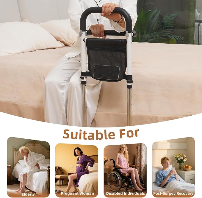 Stand Assist(White)-Movable Standing Aid Rail for Couch, Chair, Bedside, Toilet. Assistance Handle for People with Limited Mobility. Safety Grab Bar for Standing.