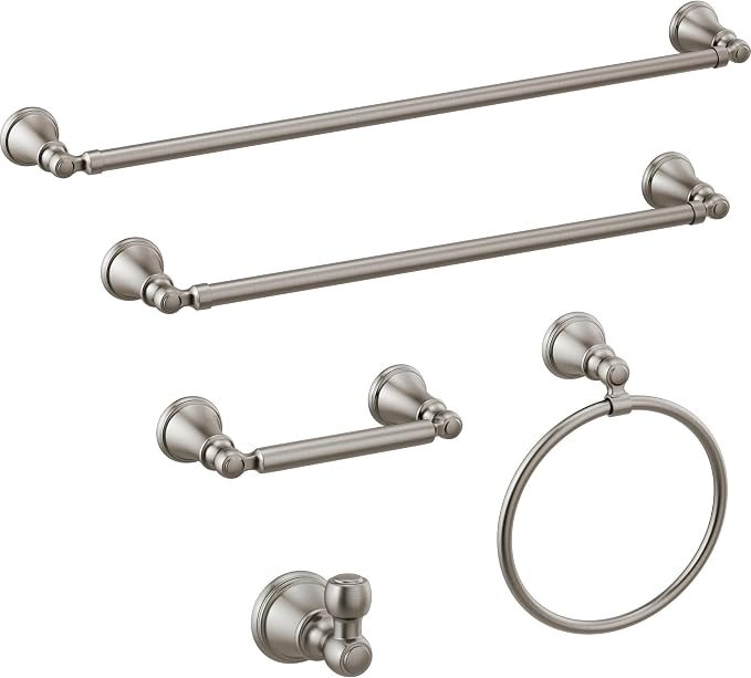Delta Woodhurst (1-Pack) Toilet Paper Holder Brilliance Stainless Steel Tissue Roll Holder for Bathroom Organization and Storage Pivoting Toilet Tissue Holder Wall Bathroom Accessories 73250-SS