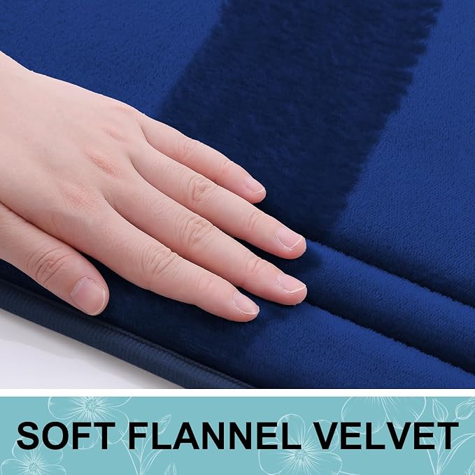 Grandaily Memory Foam Bath Mat Rug 44x24, Ultra Soft, Non-Slip and Absorbent Bathroom Rugs, Machine Wash Dry, Comfortable Bath Carpet for Bathroom Floor, Tub and Shower, Navy Blue