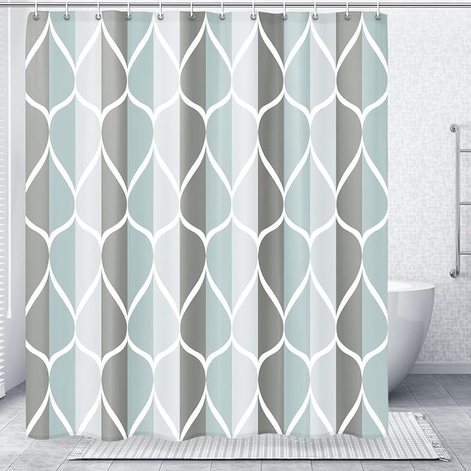 Gelbchu Grey Blend Geometric Shower Curtain for Bathroom, 72x78 Inch | with Hooks, Premium Polyester, Quick Dry, Water Repellent, Machine Washable, Rustproof Grommets, Modern Minimalist