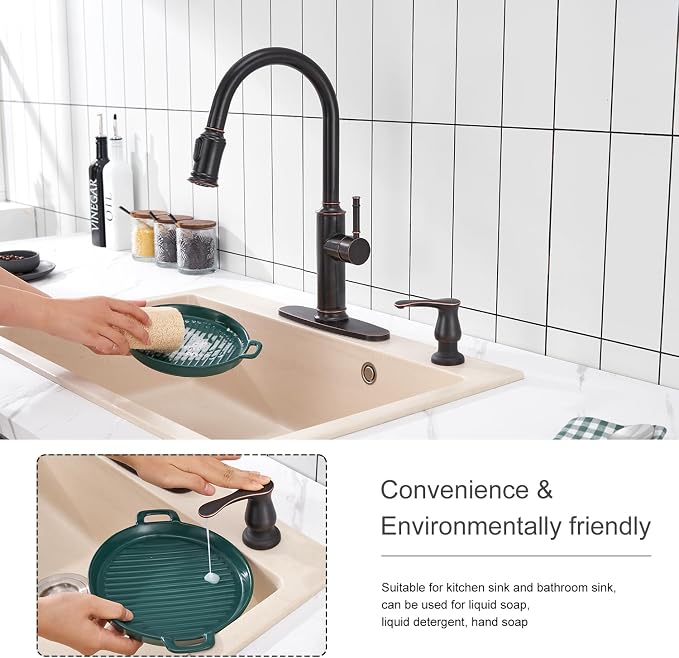 Kitchen Sink Soap Dispenser Oil Rubbed Bronze, G086ORB-G | Under Sink Soap Dispenser with 40" Silicone Extension Tube, Say Goodbye to Frequent Refills