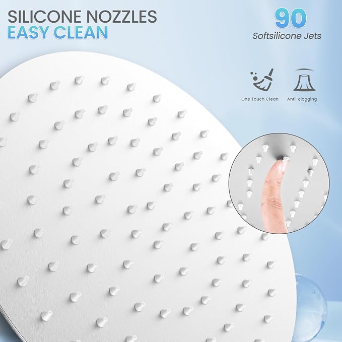 10 Inch Brushed Nickel Round Rain Shower Head, All Metal Stainless Steel Rainfall Shower Heads with 100 Anti-Clog Silicone Nozzles, Wall or Ceiling Mount