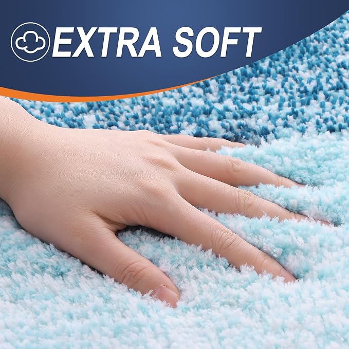 OLANLY Bathroom Rugs Mat 30x20, Extra Soft Absorbent Microfiber Bath Rugs | Peacock Blue, Non-Slip Quick-Drying Rubber Backing, Washable Plush Bath Mat for Floor, Tub and Shower, Home Decor Accessories