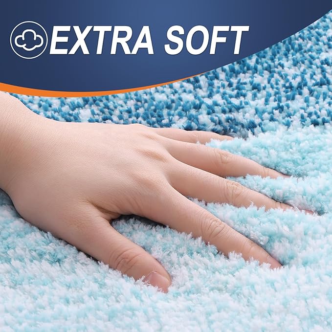 OLANLY Bathroom Runner Rug 45x27, Extra Soft Absorbent Microfiber Bath Rugs | Peacock Blue, Non-Slip Quick-Drying Rubber Backing, Washable Long Bath Mat for Floor, Tub and Shower, Home Decor