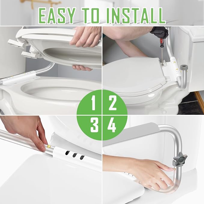 Toilet Safety Rail for Seniors with 2 Reinforced Nuts (Grey) | Height & Width Adjustable Toilet Safety Frame for Elderly, Handicap & Disabled Bathroom Assist Rail with Armrests 250 LBS