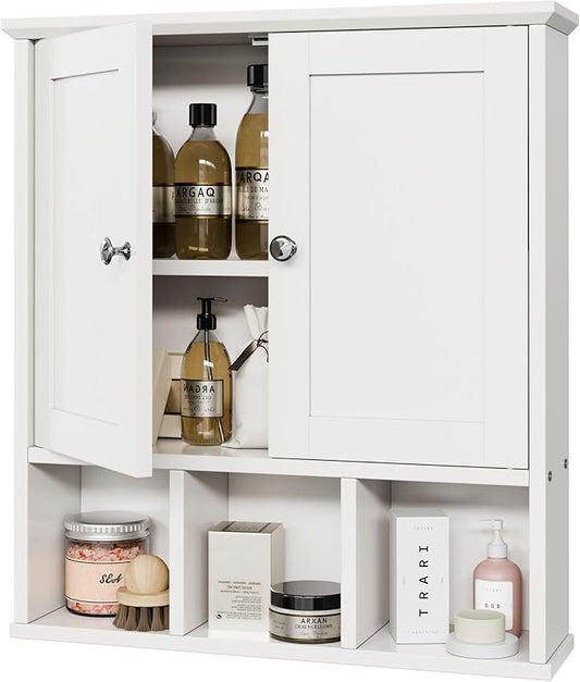 Bathroom Wall Cabinet, Cabinet Wall Mount Organizer Shelf for Toiletries, Towels & Essentials – Waterproof MDF, Space-Saving Bathroom Storage, White