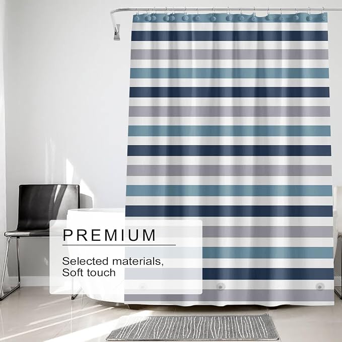 TIKABC Shower Curtain Liner, 4G PEVA Shower Liner, Plastic Waterproof Shower Curtains, 72x72 inch with Grommet Holes 3 Magnetic Weights