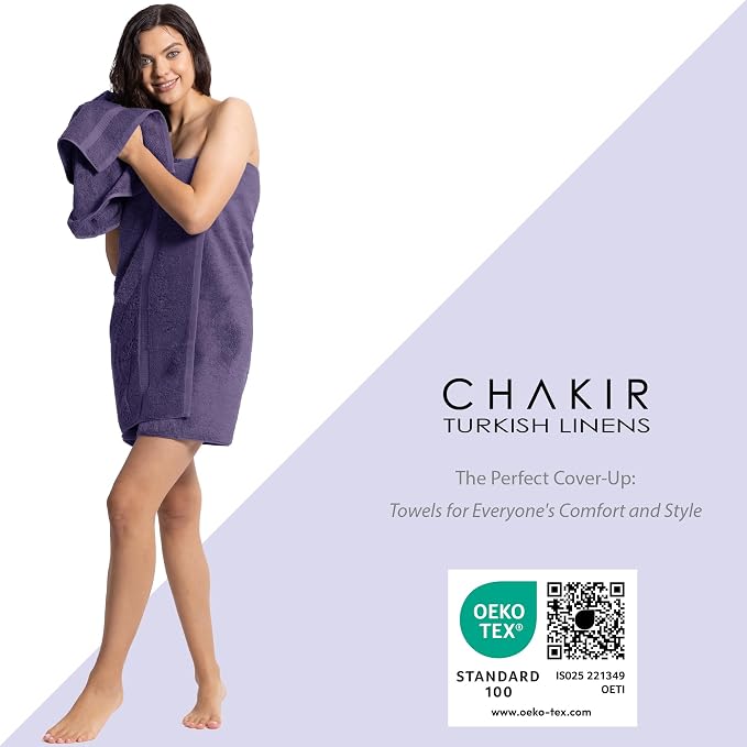 Chakir Turkish Linens 4 Piece Washcloth Set, 100% Cotton Luxury Turkish Washcloths for Bathroom, Soft Absorbent Washcloths, 13 x 13 Inches, Plum