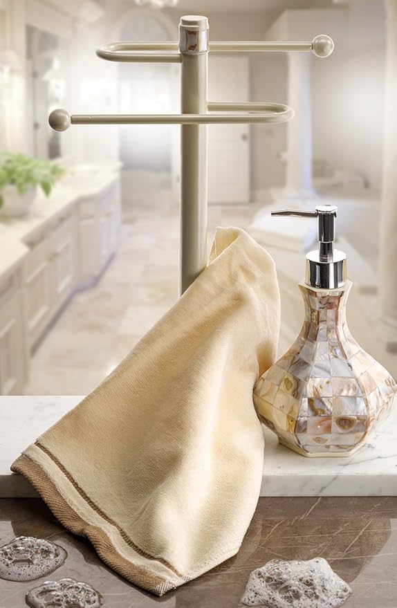 Milano Hand Soap Dispenser for Bathroom | Decorative Countertop Lotion Dispenser Finished in Beautiful Mother of Pearl, with Durable Pump for Elegant Bathroom Decor