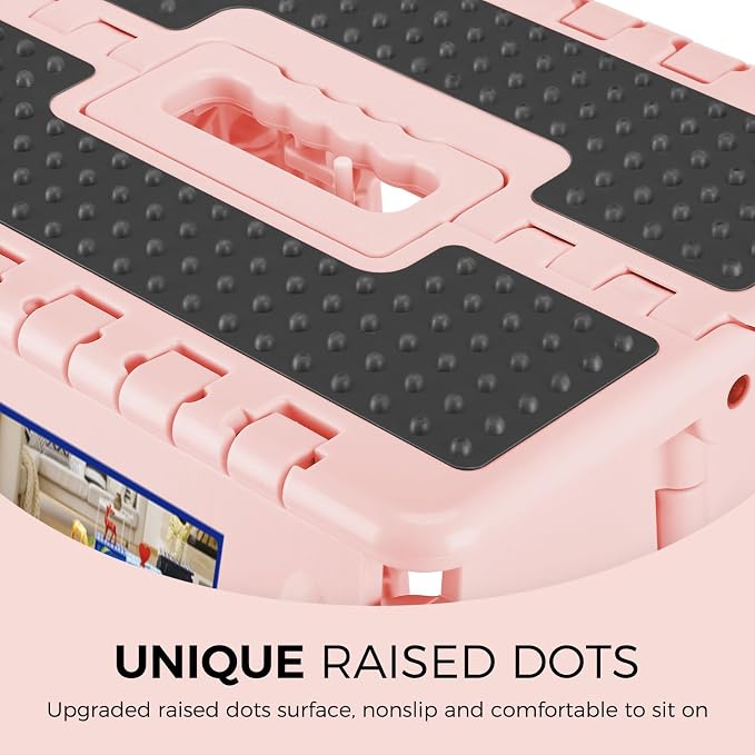 ACKO 13" Folding Step Stool, Non-Slip Surface for Adults & Kids, Dot Pink | Collapsible Heavy Duty Foldable Stools, Portable Foot Stepping Stool Holds 300 lbs, Kitchen Bathroom Outdoor, Built-in Handle