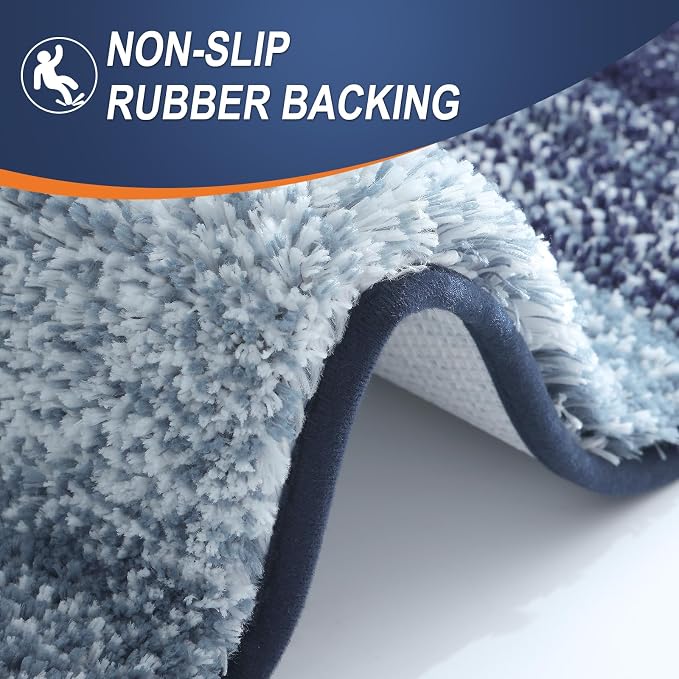 OLANLY Bathroom Runner Rug 54x24, Extra Soft Absorbent Microfiber Bath Rugs | Airy Blue, Non-Slip Quick-Drying Rubber Backing, Washable Long Bath Mat for Floor, Tub and Shower, Home Decor