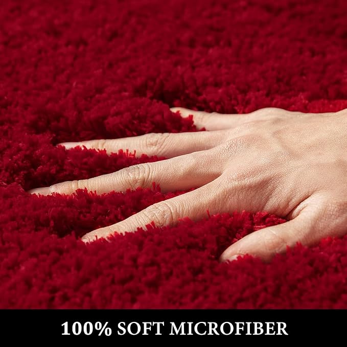 MIULEE Red Large Bathroom Rugs Soft Microfiber Bath Mat 24x36 Inch | Absorbent, Non Slip, Quick Dry, Fluffy Bath Rugs for Bathroom Floor Tub Showers, Machine Washable