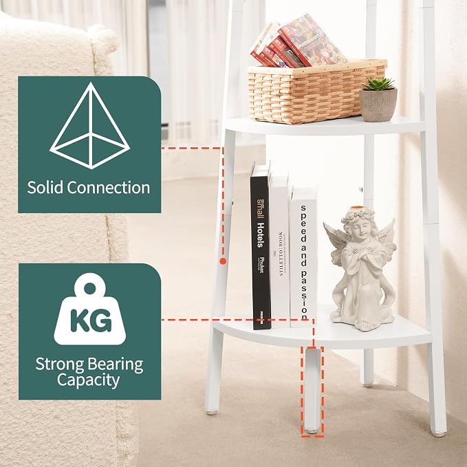Yoobure 5-Tier Corner Shelf Stand- 67.5" Tall Corner Bookshelf with Metal Frame, Industrial Ladder Corner Shelves Display Shelf for Bedroom Living Room, Corner Bookcase Corner Plant Stand for Balcony
