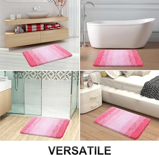 OLANLY Large Bathroom Rugs 44x32, Extra Soft Absorbent Microfiber Bath Rugs | Pink, Non-Slip Quick-Drying Rubber Backing, Machine Washable Plush Bath Mat for Floor, Tub and Shower, Home Decor Accessories