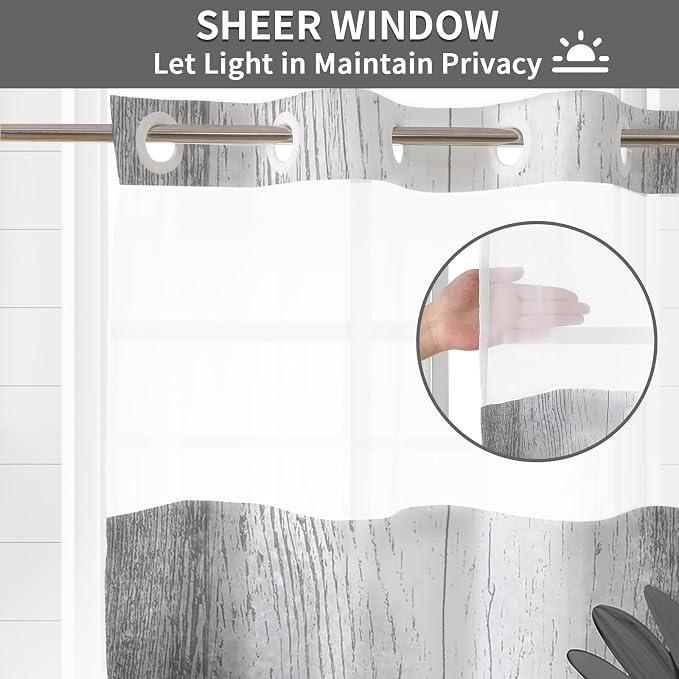 Hookless Shower Curtain with Snap in Liner, Grey No Hook Shower Curtains for Bathroom，Shower Curtain and Liner Set for Bathroom Decor,Waterproof & Washable,72W x 75L Inch