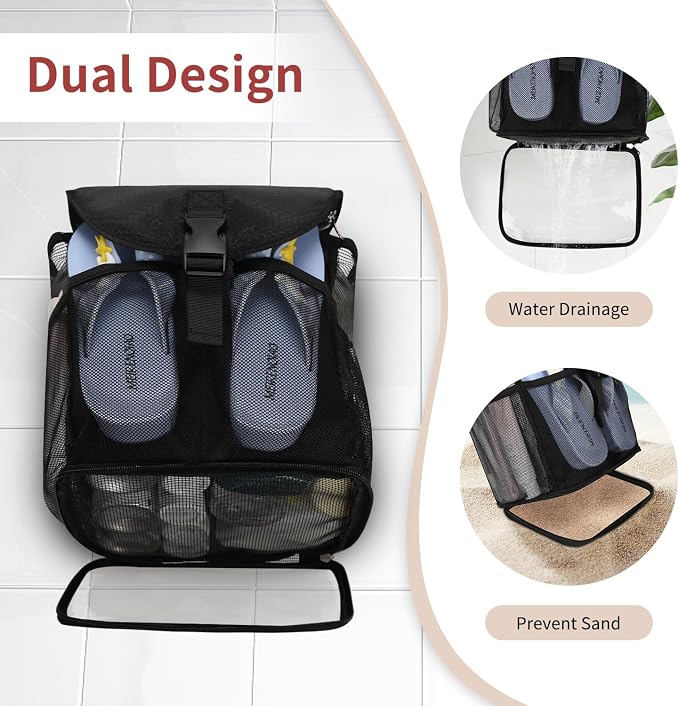 Ethereal Hanging Mesh Shower Caddy Portable for College Dorm Room Essentials, Large Capacity Shower Bag for Guys/Girls, for Beach, Swimming, Gym