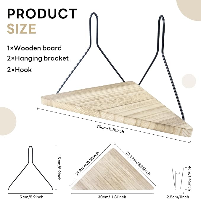 Fabric Wall Cubicle Corner Shelf with Hooks 11.8 Inch Wooden Triangular Cubicle Corner Shelf for Office Fabric Walls Display Storage Hanging Organizer for Work Decor Small Planter Photo Frame