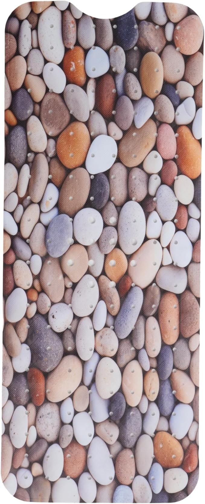 ENKOSI Non-Slip Bath & Shower Mat 40x16 Extra Long, Suction & Drain Holes | Pebble Stone spa look; Durable PVC; 40x16 in, Pebble Stone