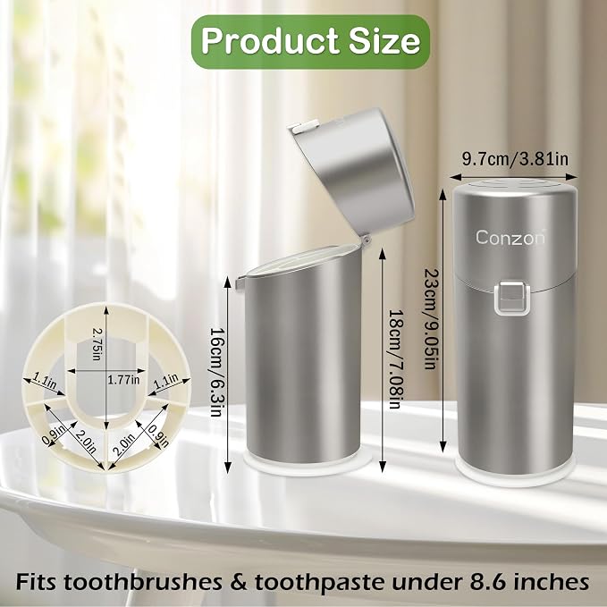 Toothbrush Holders for Bathrooms, Travel Toothbrush Organizer Toothbrush and Toothpaste Holders, 5 Slots Tooth Brushing Holder with Cover for Bathroom Countertop Organizer