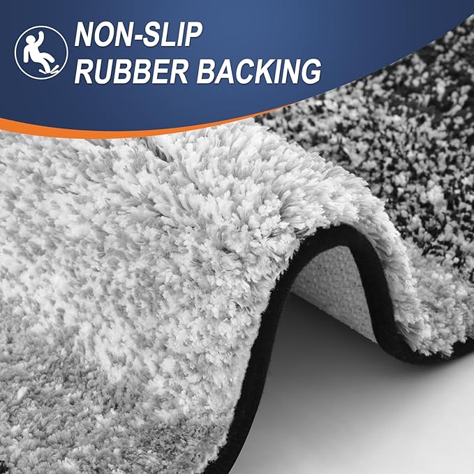 OLANLY Large Bathroom Rugs Mat 70x46, Extra Soft Absorbent Microfiber Bath Rugs, Rubber Backing, Quick Dry, Machine Washable Bath Mats for Bathroom Floor, Tub and Shower, Home Decor Accessories, Black | Black, Non-Slip Quick-Drying Rubber Backing, Wash...