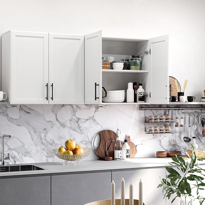 FIMELLO Wall Cabinet, Medicine Cabinet, Wall Amount Cabinet for Bathroom Laundry Kitchen Garage, Off-White