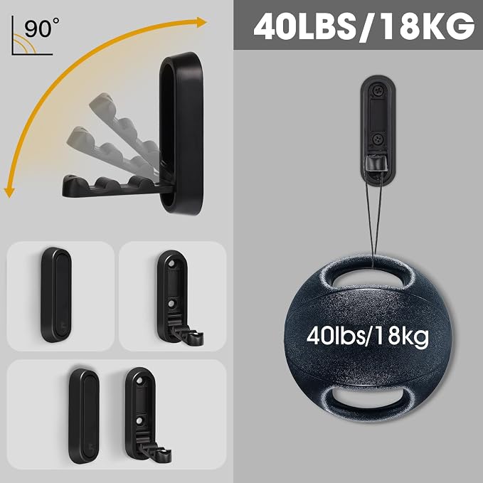 Folding Wall Hooks, 6 Pack, Black, Zinc Alloy, Heavy Duty Coat Hooks | 90° Foldable Design, Wall Mounted, Zinc Alloy, Flip-Down Design, Includes Screws And Anchors, For Bedroom, Entryway, Closet